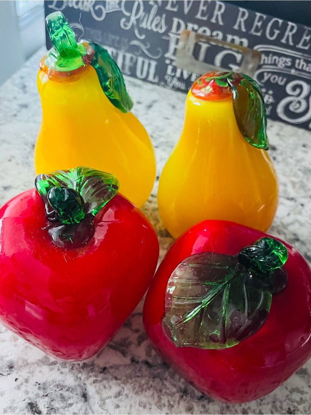 Murano Red Apples & Yellow Pears Handblown Glass Set